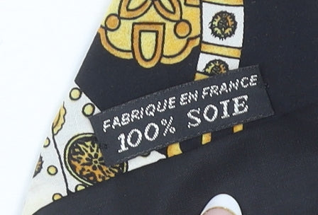 Mens La Valière Black Geometric 100% Silk Designer Tie