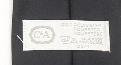 Mens C&A Black  100% Polyester Slim Tie