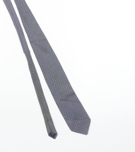 Marks and Spencer Men's Blue Geometric Pattern 100% Silk Tie