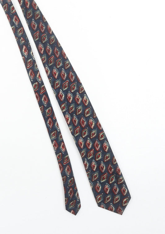 Marks and Spencer Men’s Blue Geometric Pointed Tie 100% Polyester Vintage