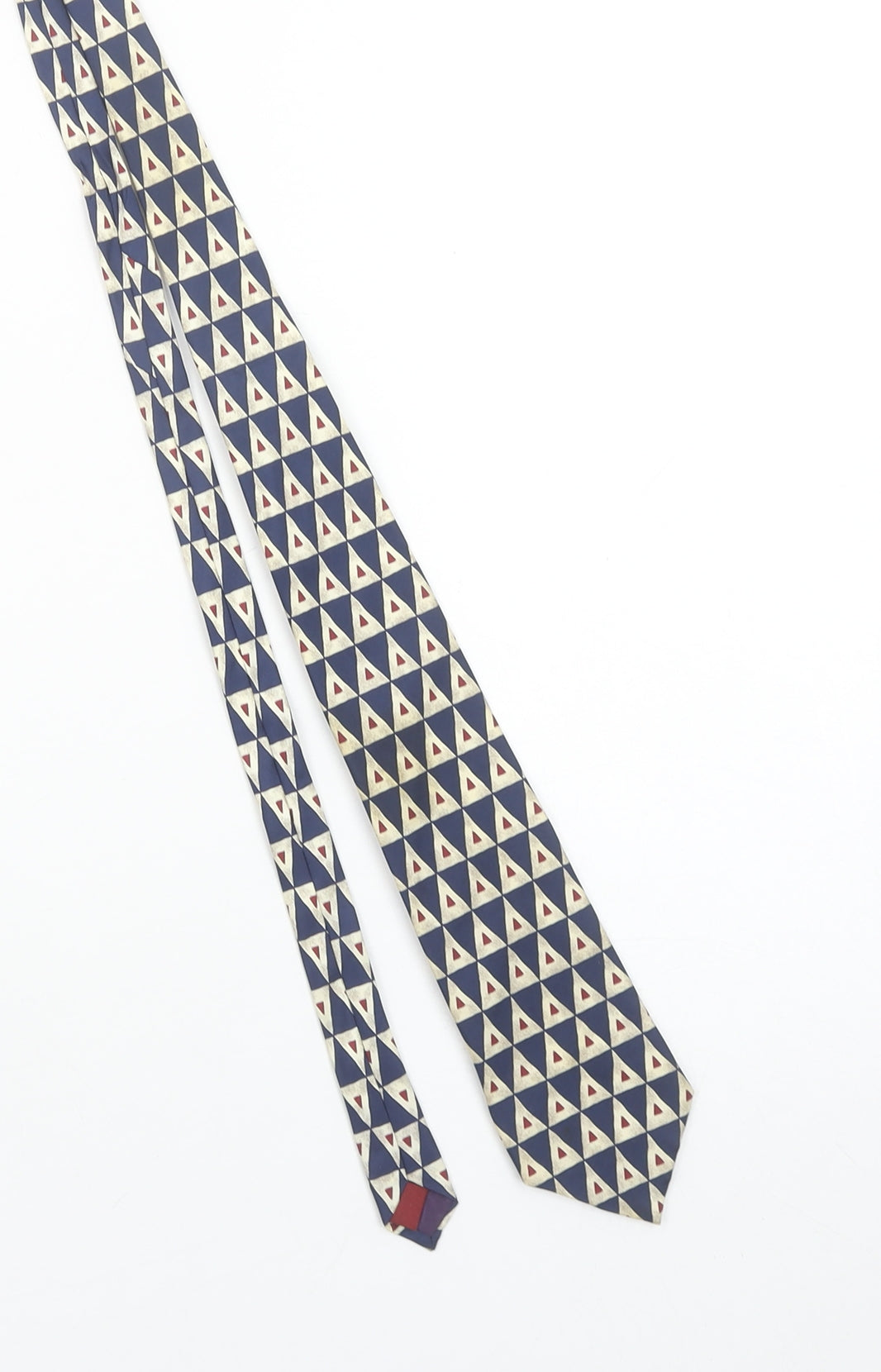 Burton Mens Blue Geometric Pure Silk Pointed Tie One Size