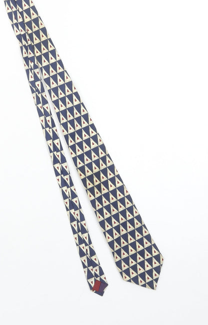 Burton Mens Blue Geometric Pure Silk Pointed Tie One Size