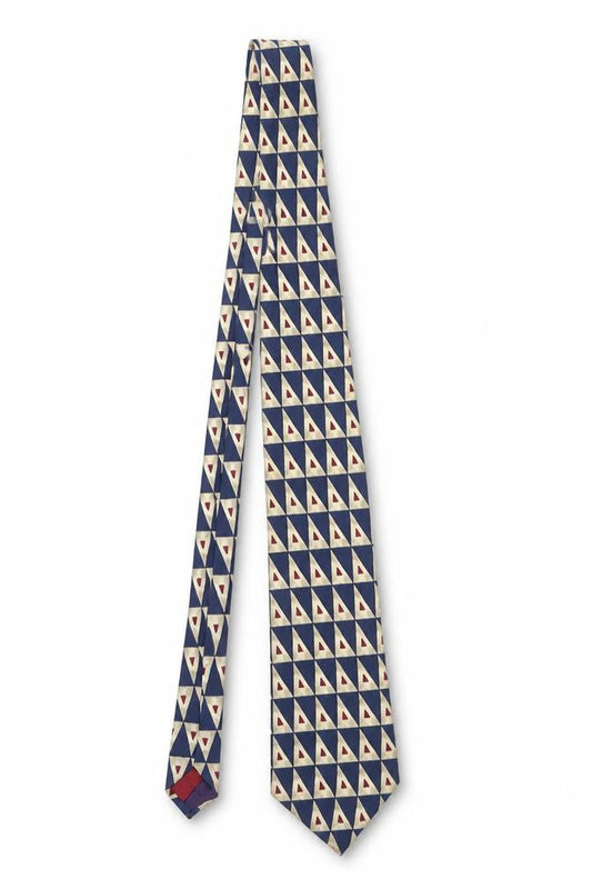 Mens Burton Blue Geometric 100% Silk Pointed Tie
