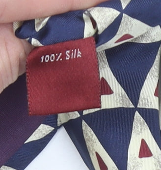 Burton Mens Blue Geometric Pure Silk Pointed Tie One Size