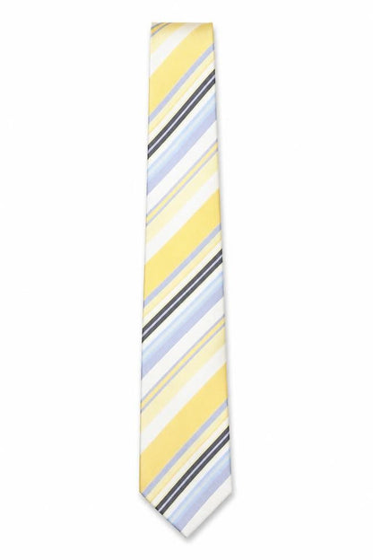 Mens Leonardo Dieci X Yellow Striped 100% Silk Pointed Tie