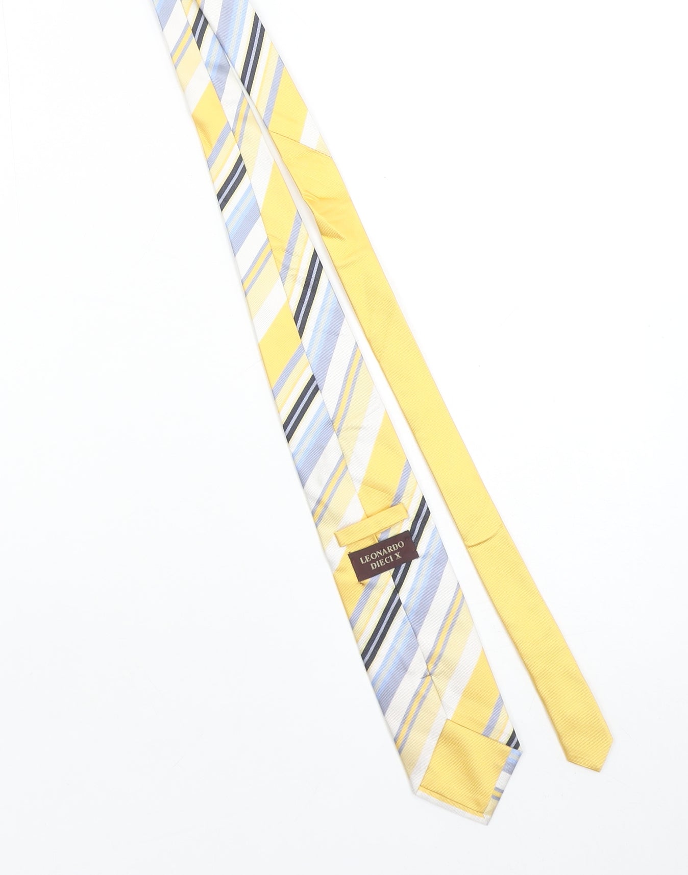 Leonardo Dieci X Men's Yellow Striped Silk Tie One Size