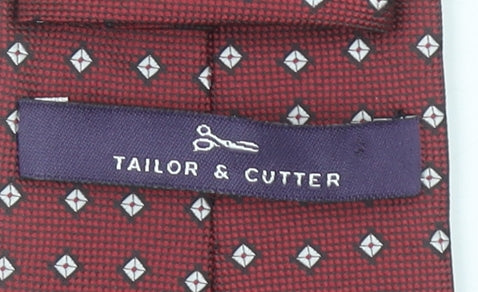 Tailor & Cutter Men's Red Geometric Slim Tie Polyester One Size