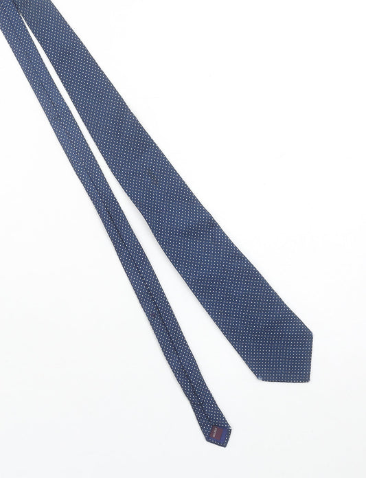 TM Lewin Men's Blue Polka Dot Silk Tie
