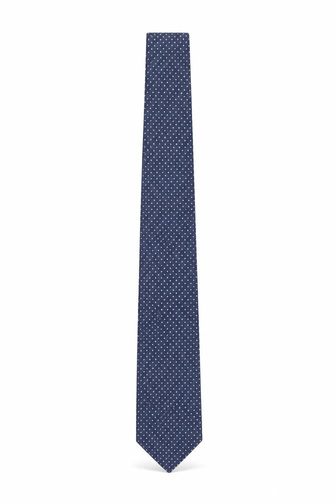 Mens TM Lewin Blue Polka Dot 100% Silk Slim Tie