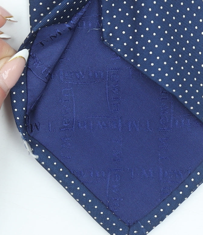 TM Lewin Men's Blue Polka Dot Silk Tie