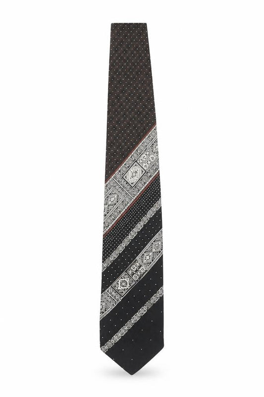 Mens Don Carlo Creation Black Geometric 100% Polyester Pointed Tie