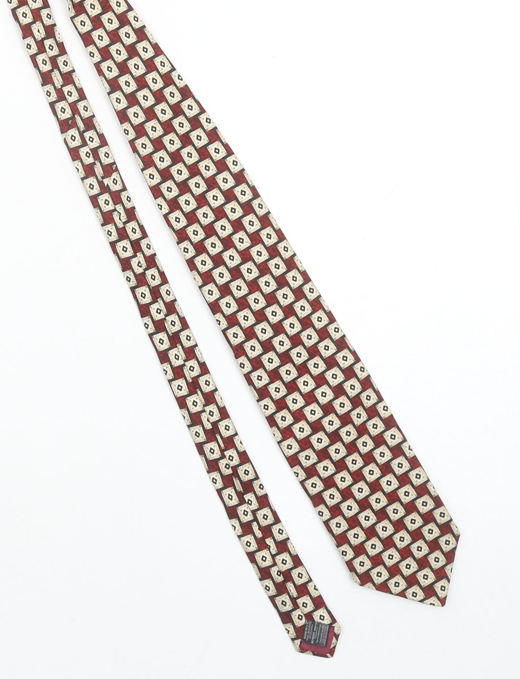 Mens NEXT Red Geometric 100% Silk Designer Tie