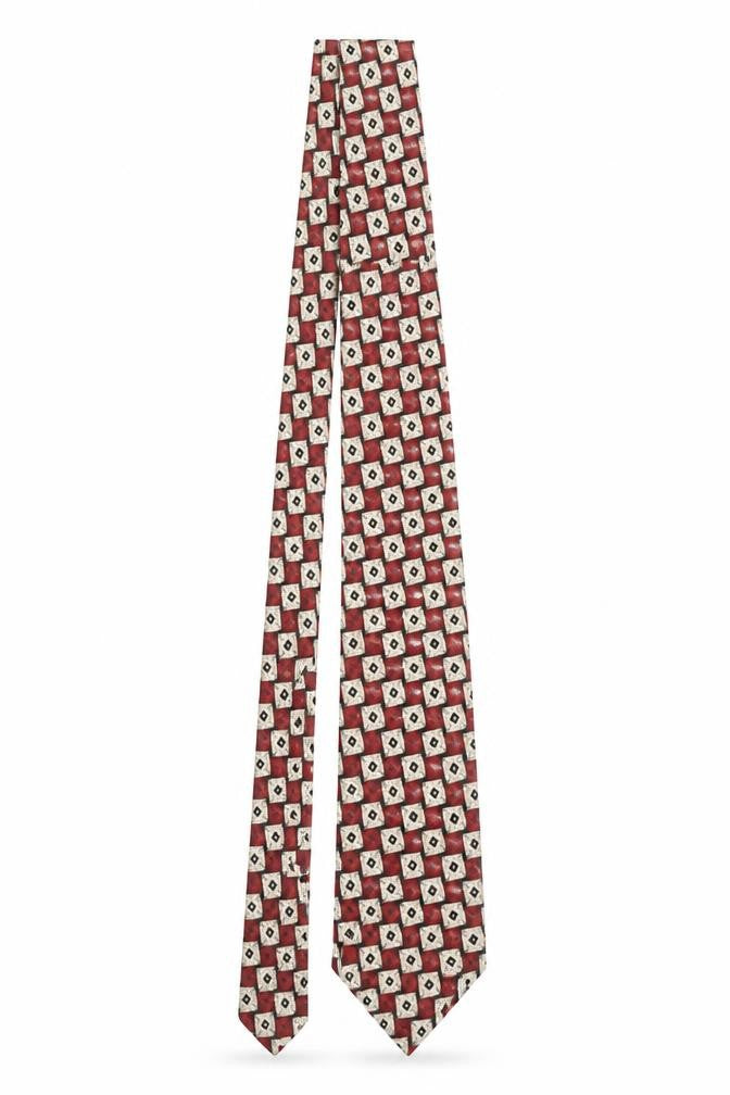 Mens NEXT Red Geometric 100% Silk Designer Tie