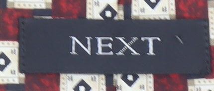 Mens NEXT Red Geometric 100% Silk Designer Tie