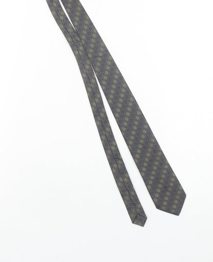 Folkespeare Mens Grey Geometric Polyester Tie Made in Britain