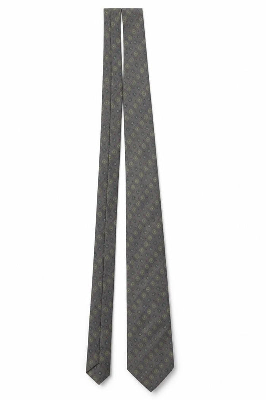 Mens Folkespeare Grey Geometric 100% Polyester Designer Tie