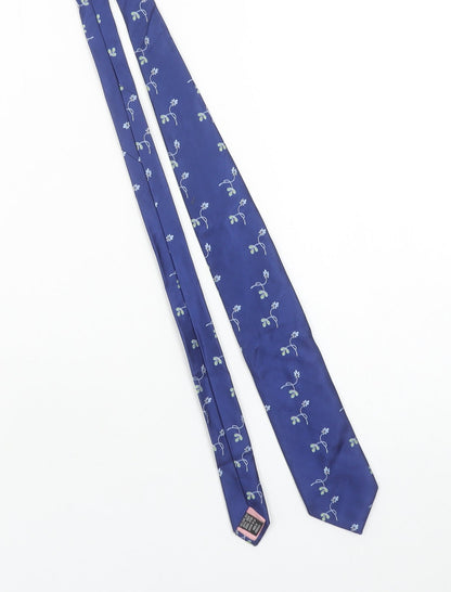 Thomas Pink Men's Blue Floral Silk Designer Tie One Size