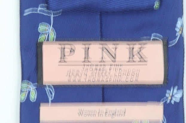 Thomas Pink Men's Blue Floral Silk Designer Tie One Size