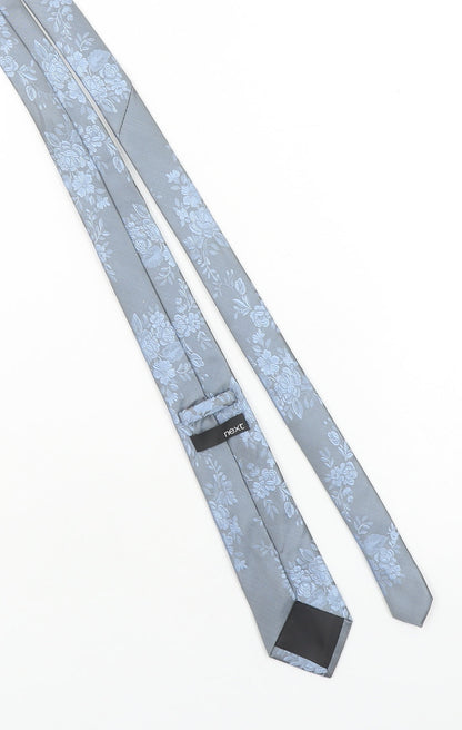 Next Men's Blue Floral Woven Tie Pointed Design One Size