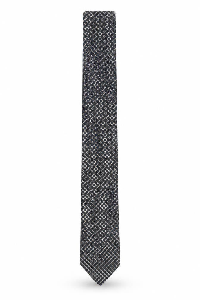 Mens NEXT Blue Geometric 100% Silk Slim Tie