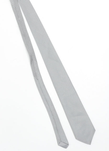 Joe Men's Grey Striped Slim Silk Tie