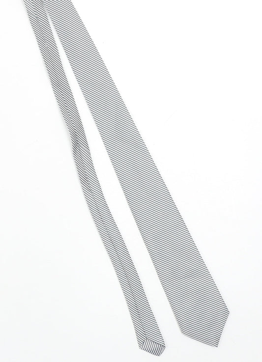 Joe Men's Grey Striped Slim Silk Tie