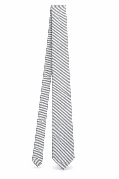 Mens Joe Grey Striped 100% Silk Slim Tie