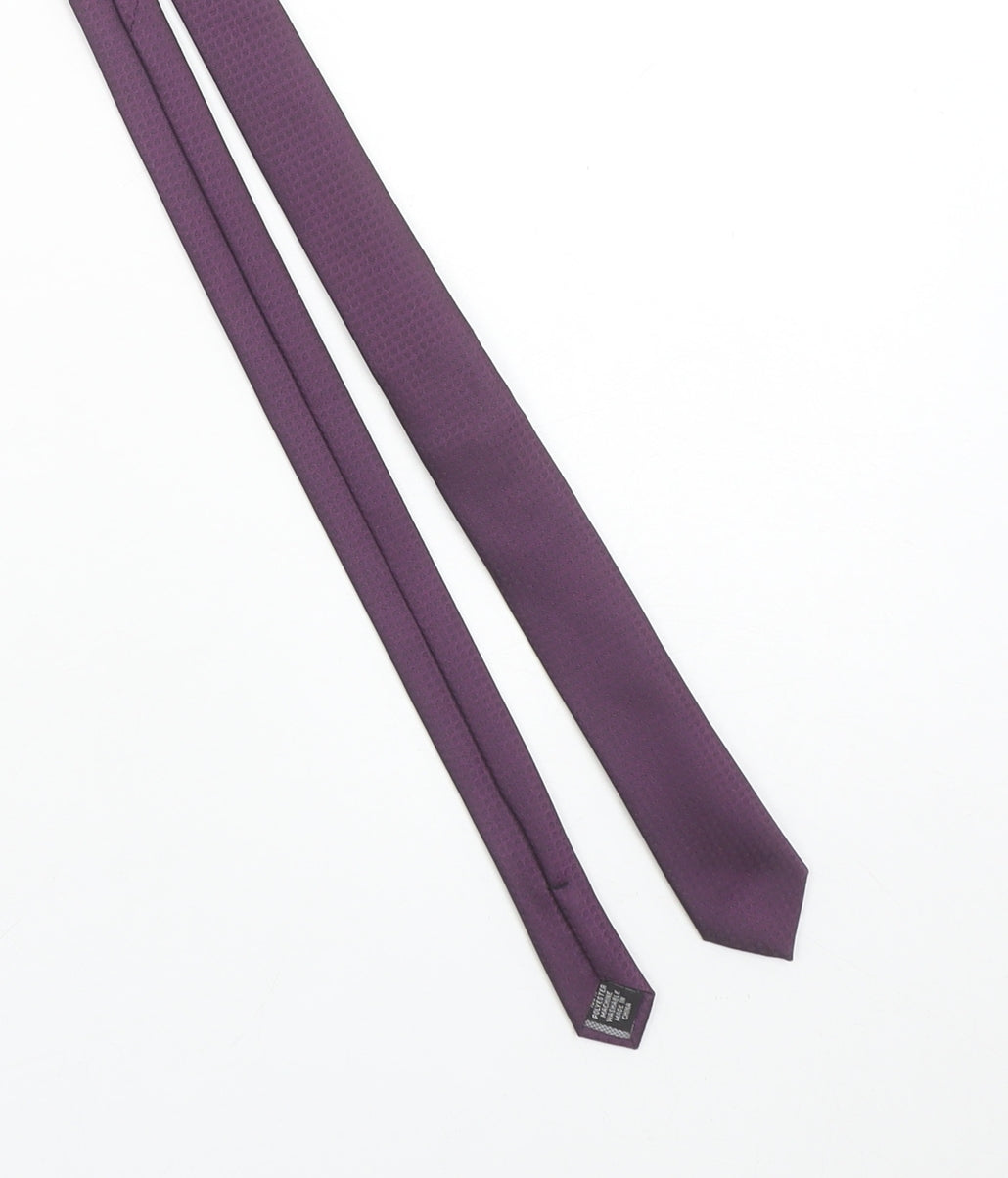 Red Herring Men’s Purple Slim Tie Polyester Woven Geometric Design