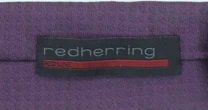 Red Herring Men’s Purple Slim Tie Polyester Woven Geometric Design