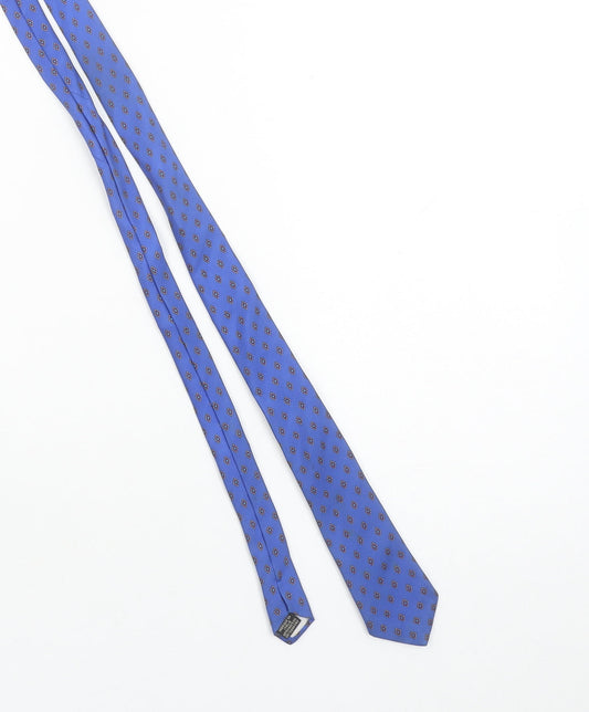 Carlo Colucci Men Blue Silk Patterned Tie Made in Italy – One Size