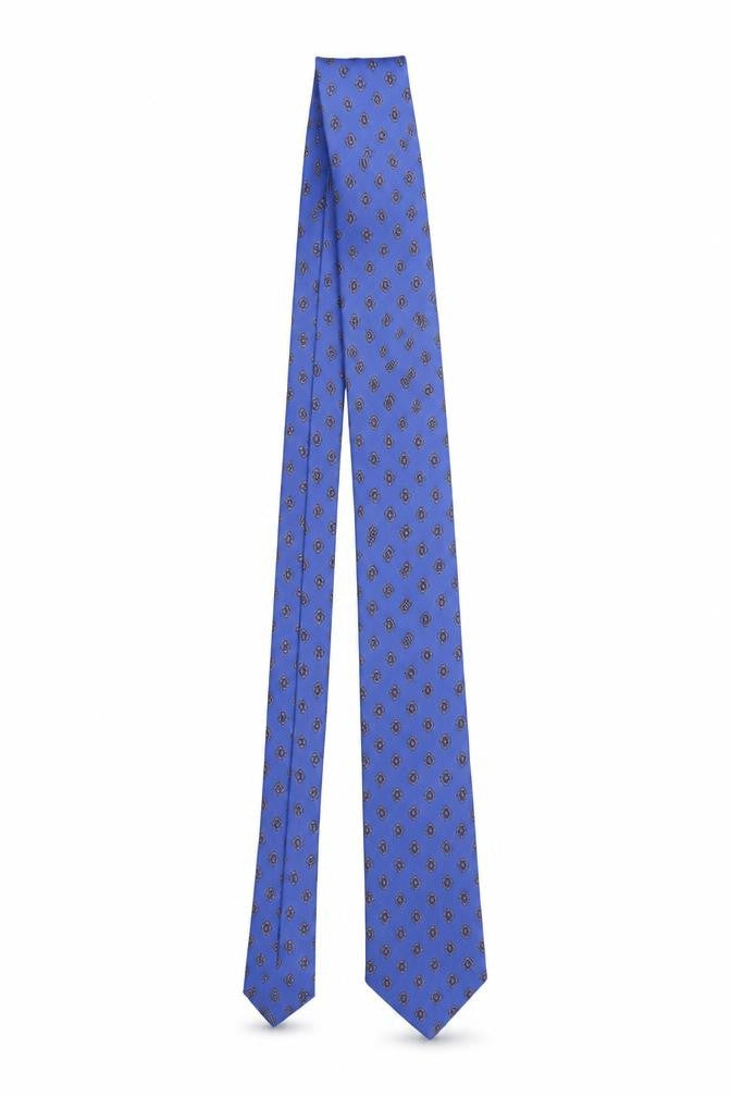 Mens Carlo Colucci Blue Geometric 100% Silk Designer Tie