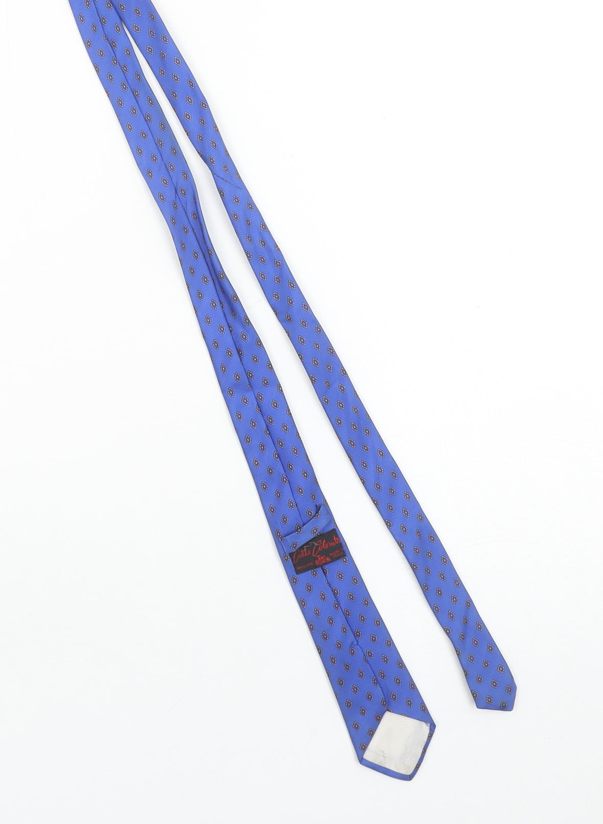 Carlo Colucci Men Blue Silk Patterned Tie Made in Italy – One Size