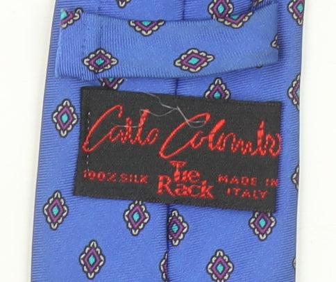 Carlo Colucci Men Blue Silk Patterned Tie Made in Italy – One Size