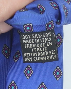 Carlo Colucci Men Blue Silk Patterned Tie Made in Italy – One Size