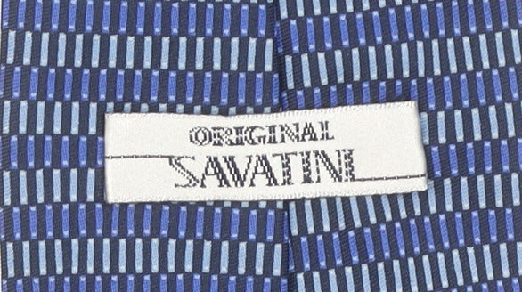 Mens Savatini Blue Geometric 100% Polyester Slim Tie