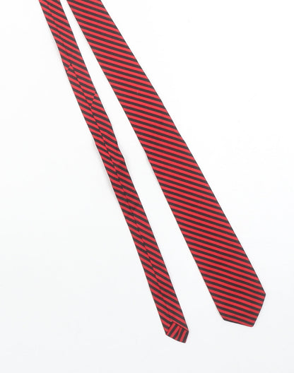 Carnaval de Paris Men's Black & Red Striped Pure Silk Tie One Size