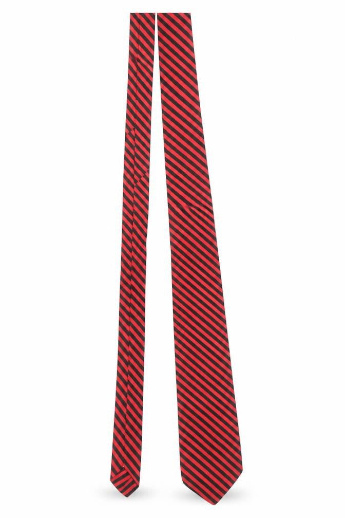 Mens Carnaval de Paris Red Striped 100% Silk Slim Tie