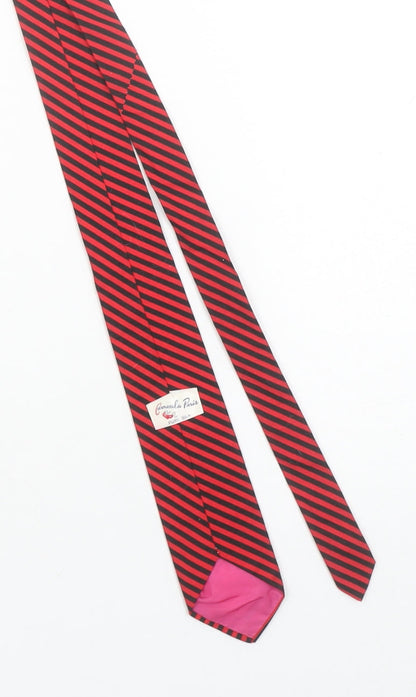Carnaval de Paris Men's Black & Red Striped Pure Silk Tie One Size