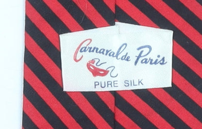 Carnaval de Paris Men's Black & Red Striped Pure Silk Tie One Size