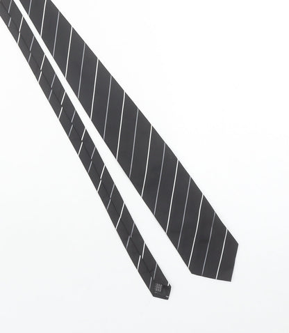 Amici Men's Black Striped Slim Polyester Tie