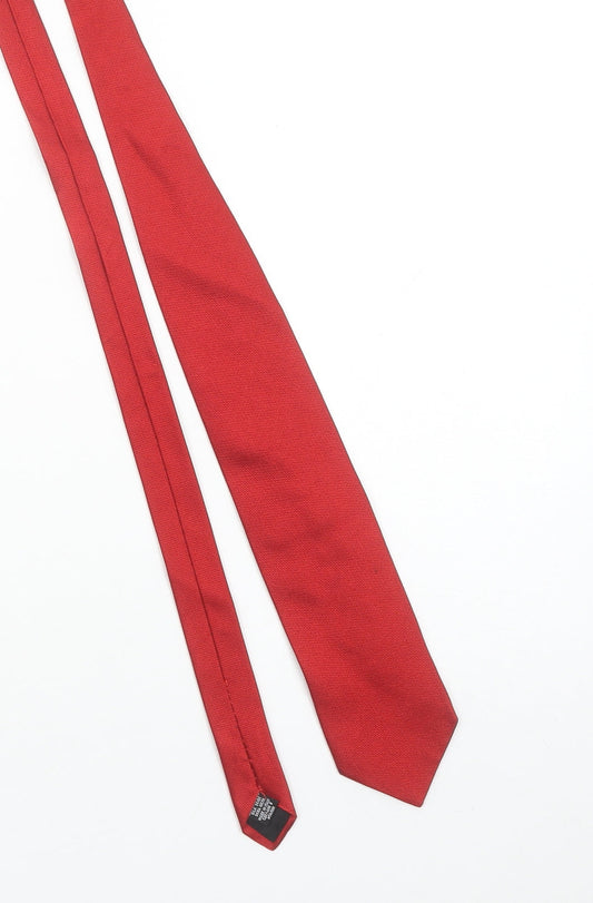 Hugo Boss Men's Red Slim Silk Woven Tie Made in Italy One Size