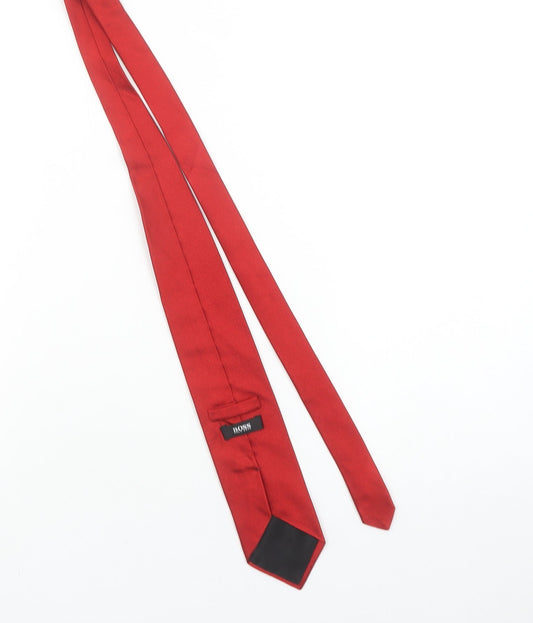 Hugo Boss Men's Red Slim Silk Woven Tie Made in Italy One Size
