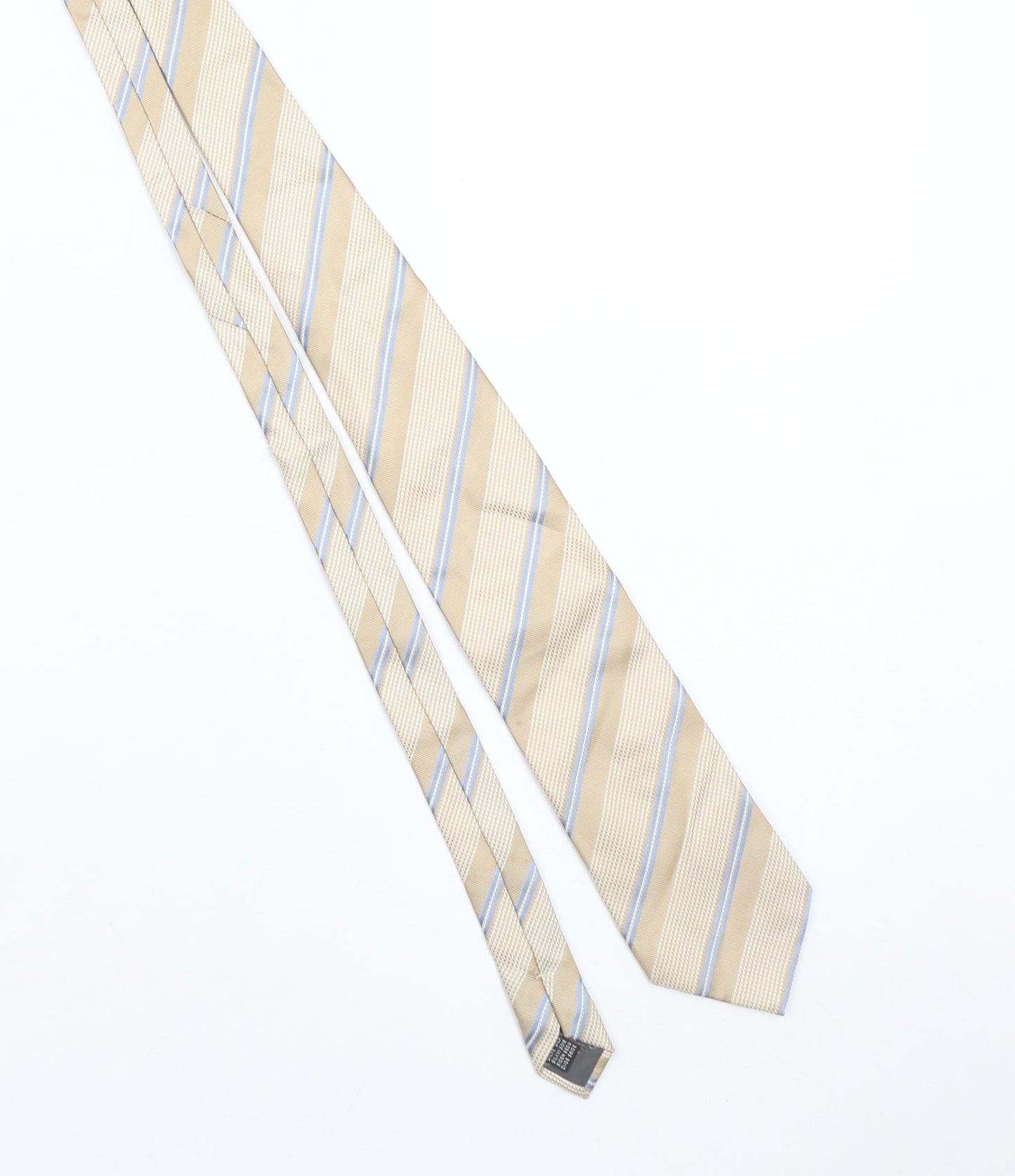 Baumler Men's Beige Blue Striped Silk Tie