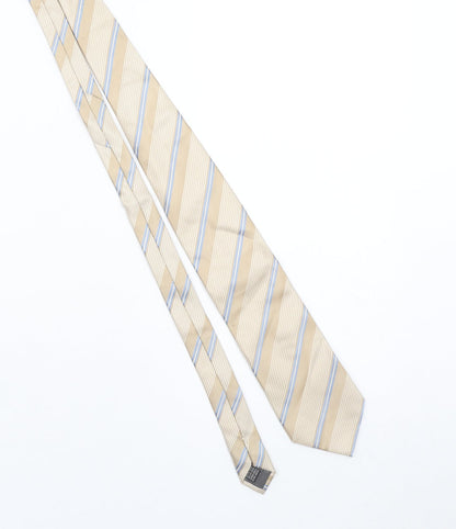 Baumler Men's Beige Blue Striped Silk Tie