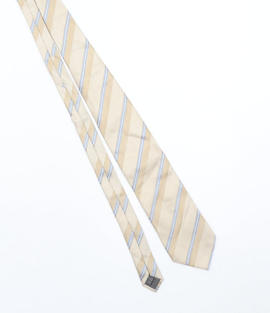 Baumler Men's Beige Blue Striped Silk Tie