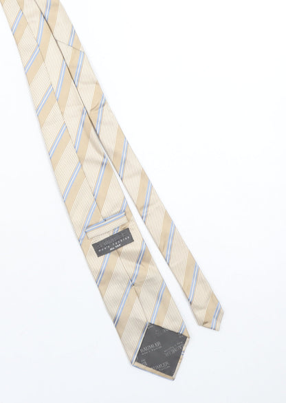 Baumler Men's Beige Blue Striped Silk Tie