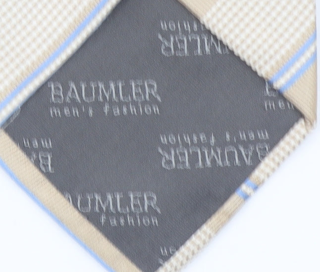 Baumler Men's Beige Blue Striped Silk Tie