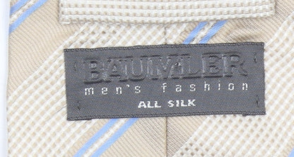 Baumler Men's Beige Blue Striped Silk Tie