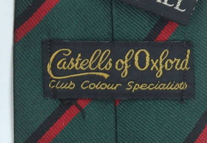 Castells of Oxford Men's Green Striped Silk Tie Pointed Woven