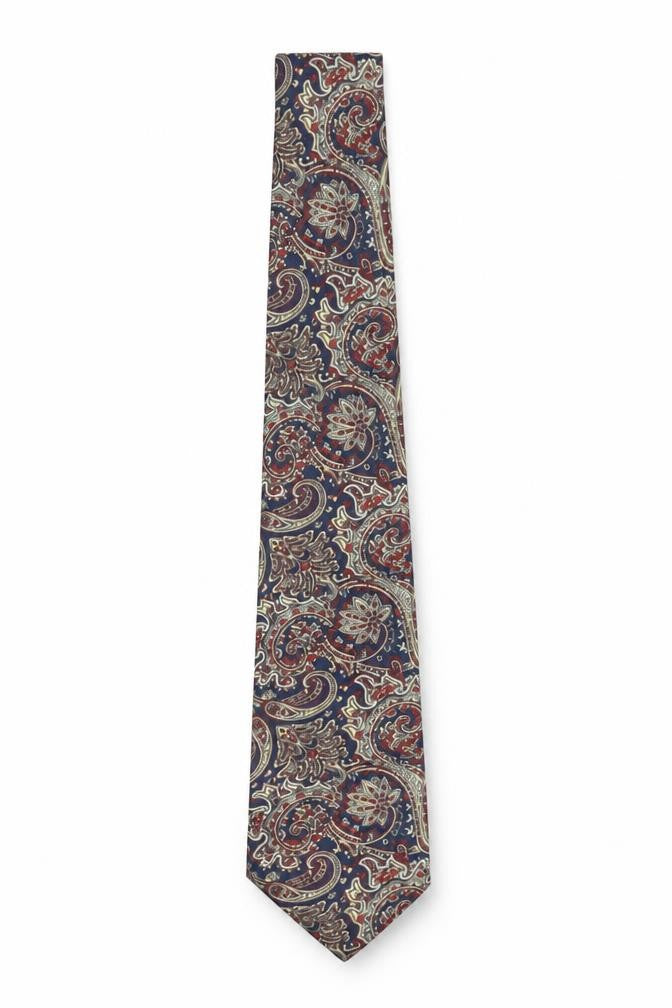 Mens Marks and Spencer Blue Paisley 100% Polyester Pointed Tie